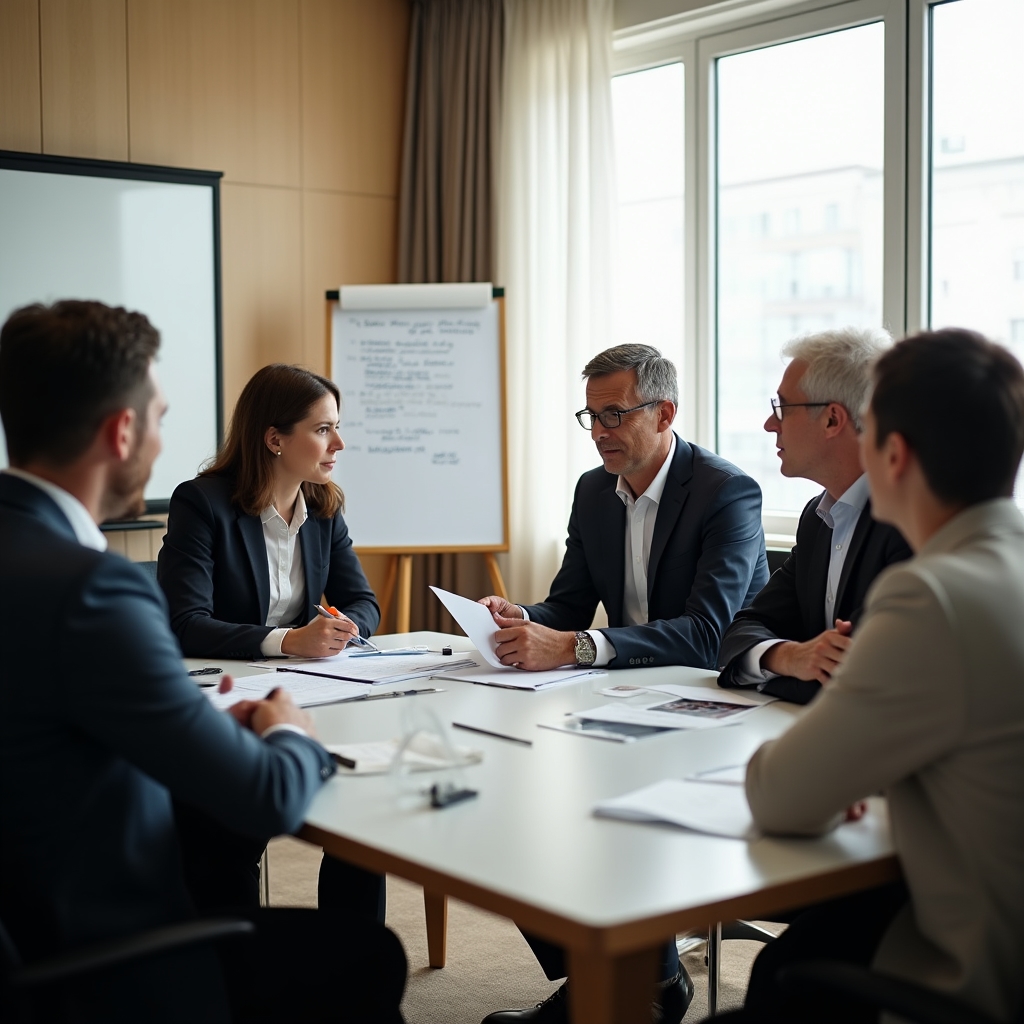 Diverse group of investors engaged in structured discussion during an assembly